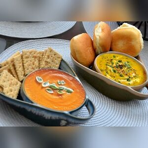 Elegant Green and Blue Ceramic Serveware Set